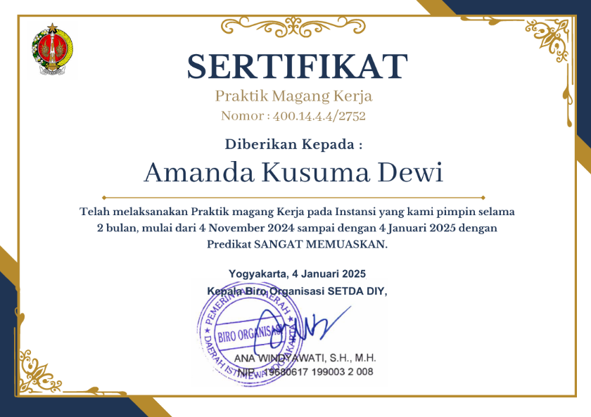 Internship at Yogyakarta Governor
